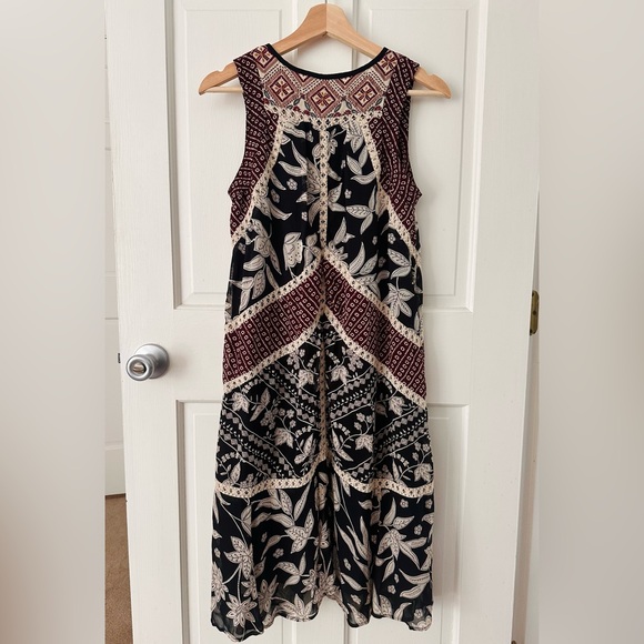 Anthropologie Floreat Grasslands Midi Dress Boho Embroidered Floral Size 2 - Picture 6 of 15